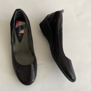 Nickles soft patent leather faux animal skin slip on shoes